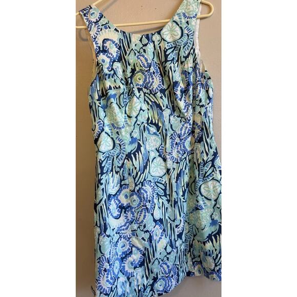 Lilly Pulitzer Mila Shift Dress Shells Ocean Blue Gold Sand Dollars Tropical 8 - Picture 15 of 16